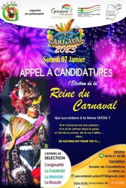 Appel a candidature reine carnaval 2023